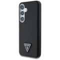 Puzdro Guess so zrnitým trojuholníkovým logom MagSafe pre Samsung Galaxy S25 čierne