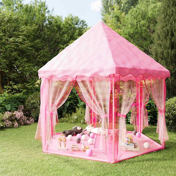 vidaXL Stan na hranie pre princezné s 250 loptičkami ružový 133x140 cm