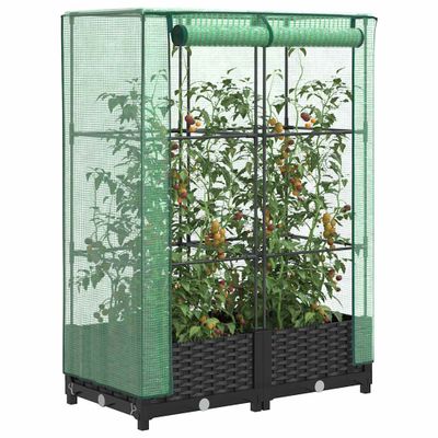 vidaXL Záhon s krytom na skleník ratanový vzhľad 80x40x123 cm