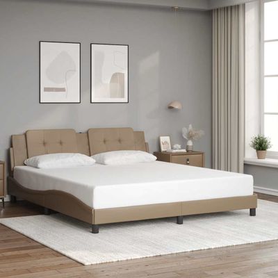 vidaXL Rám postele bez matraca Zadar kapučínový 180x200 cm umelá koža