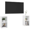 vidaXL TV skrinky 2 ks, lesklé biele 72x35x36,5 cm, kompozitné drevo