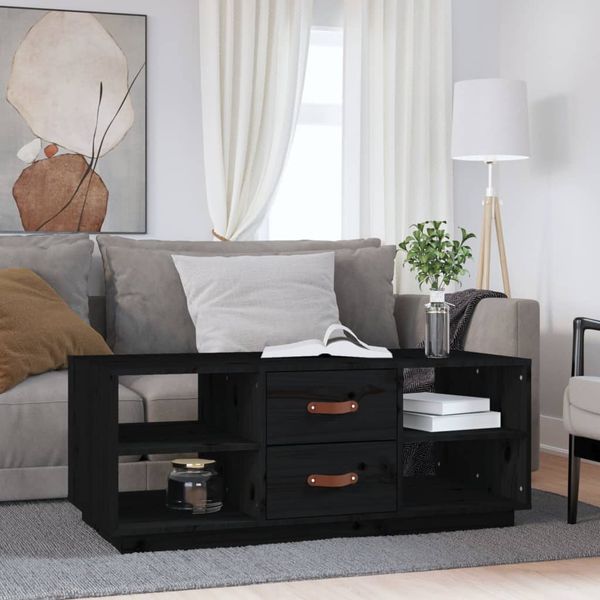 vidaXL Konferenčný stolík čierny 100x50x41 cm borovicové drevo