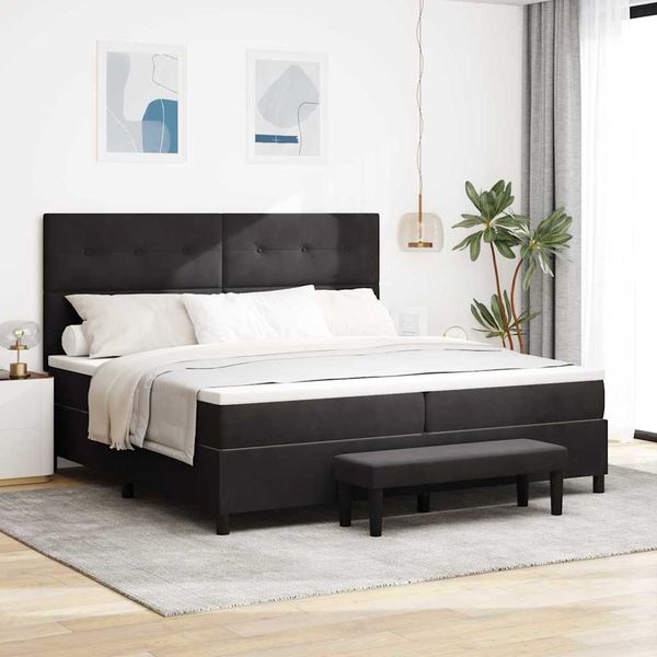 vidaXL Posteľ s pružinovým rámom Čierna 200 x 200 cm Zamat