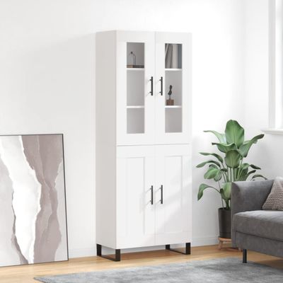 vidaXL Vysoká skrinka biela 69,5x34x180 cm spracované drevo