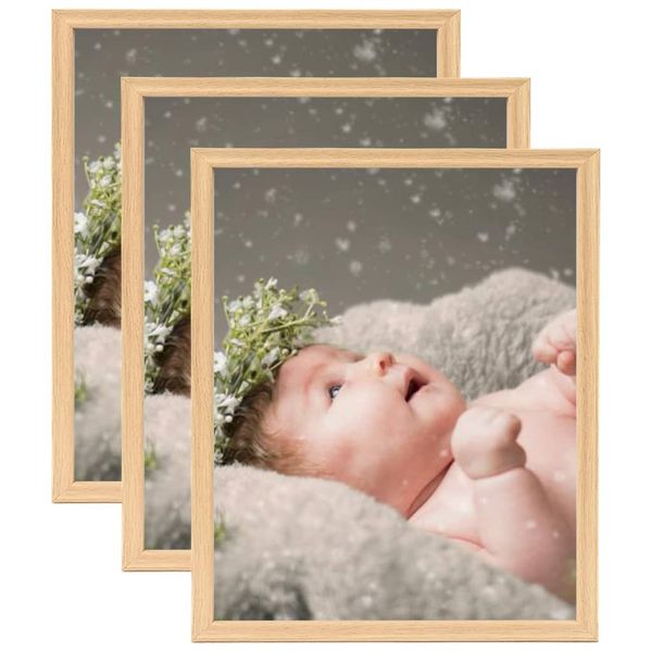 vidaXL Fotorámiky na stôl, koláž 3 ks, svetlý dub 21x29,7 cm