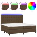 vidaXL Posteľ boxsping s matracom a LED tmavohnedá 200x200 cm látka