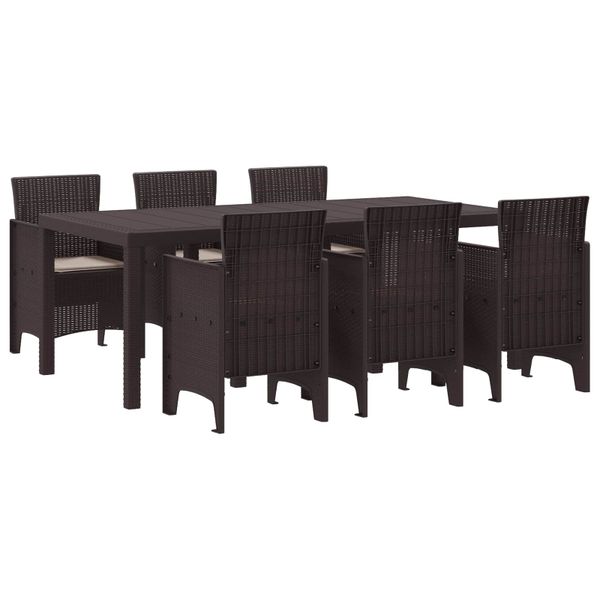 vidaXL Záhradný jedálenský set 7 pcs Hnedá Polypropylén