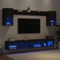 vidaXL 6-dielne TV nástenné skrinky s LED čierne kompozitné drevo