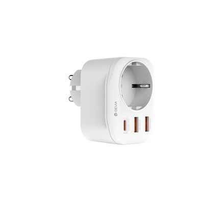Devia power zásuvka PD nabíjačka 20W 1x USB-C 2x USB 3A biela