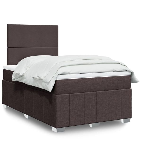 vidaXL Boxspring posteľ s matracom tmavohnedá 120x200 cm látka