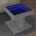 vidaXL Konferenčný stolík s LED sivá sonoma 50x50x45cm kompozit. drevo