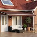 vidaXL Elektrická Retrakovateľná Markíza Hnedá a biela 5 x 3 m