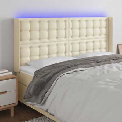 vidaXL Čelo postele krémové 163x16x118/128 cm umelá koža