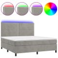 vidaXL Posteľ boxsping s matracom a LED bledosivá 160x200 cm zamat