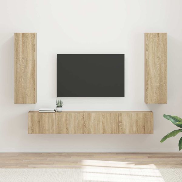 vidaXL Zostava TV skriniek Nástenný 3 pcs Sonoma dub Kompozitné drevo