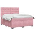 vidaXL Posteľ boxspring s matracom Ružová 200 x 200 cm Zamat