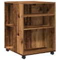 vidaXL Príručný stolík a kolieska staré drevo 55x60x78cm kompoz. drevo