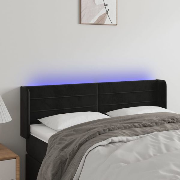 vidaXL Čelo postele s LED čierne 147x16x78/88 cm zamat