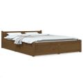 vidaXL Posteľný rám so zásuvkami medovo-hnedý 140x190 cm