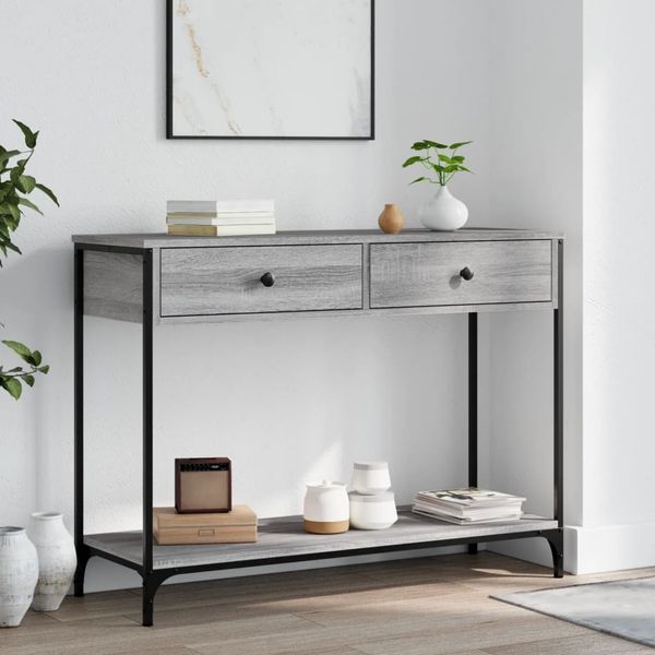 vidaXL Konzolový stolík sivý sonoma 100x34,5x75 cm kompozitné drevo