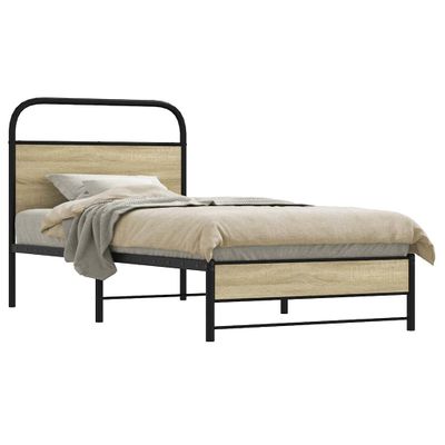 vidaXL Posteľný rám bez matraca 75x190 cm dub sonoma kompozitné drevo