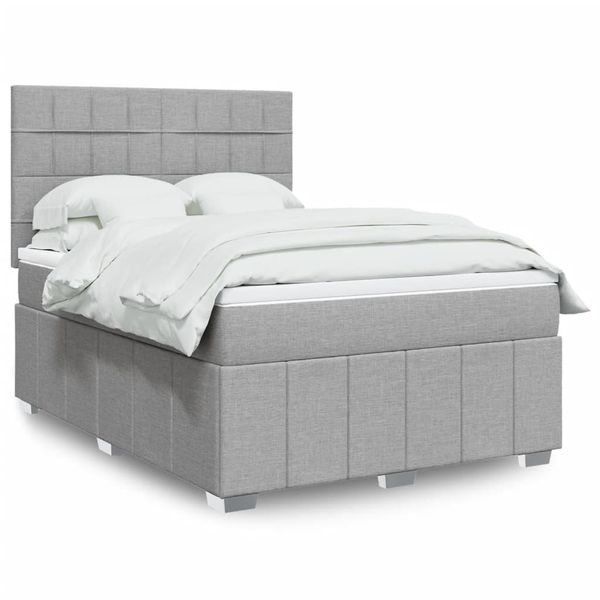vidaXL Boxspring posteľ s matracom bledosivý 140x190 cm látka