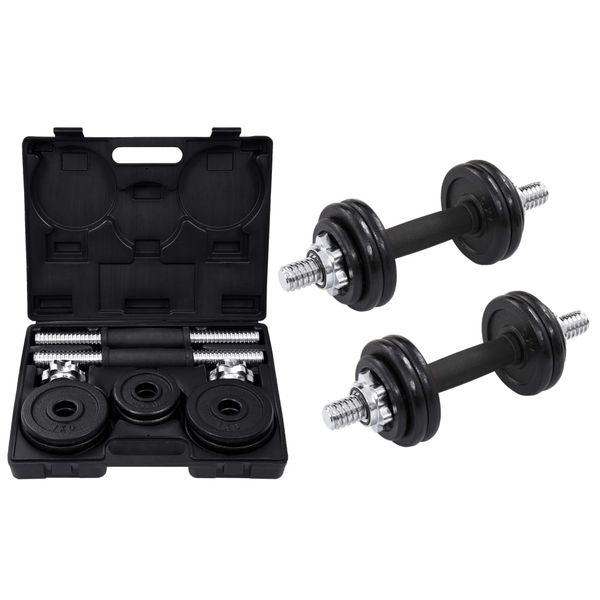 vidaXL 19-dielna sada činiek dumbbell 15 kg, liatina