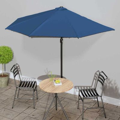 vidaXL Balkónový slnečník, hliníková tyč, modrý 300x155x223cm, polkruh