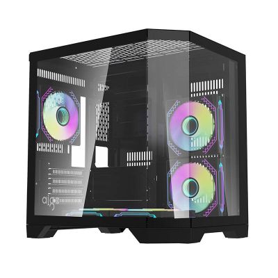 Počítačová skriňa Darflash FT350 + 5 ventilátorov aRGB (čierna)