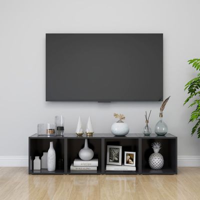 vidaXL TV skrinky 4 ks, sivé 37x35x37 cm, kompozitné drevo
