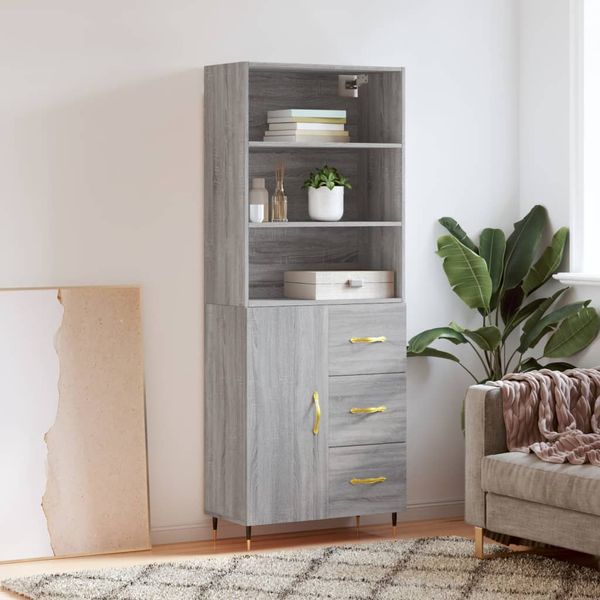 vidaXL Vysoká skrinka sivý dub sonoma 69,5x34x180 cm spracované drevo