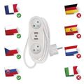 Predlžovací kábel EMOS P0211E / 1,4 m / 2 zásuvky+2×USB-A+1×USB-C / biely / PVC / 1,5 mm2