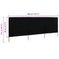 vidaXL 3-panelová zábrana proti vetru látková 400x80 cm čierna