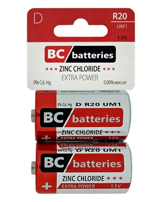 BC D-R20 UM1 Extra power Zinkochloridová 1,5V / 2 ks BLISTR