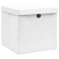 vidaXL Úložné boxy s vekom 10 ks, 28x28x28 cm, biele