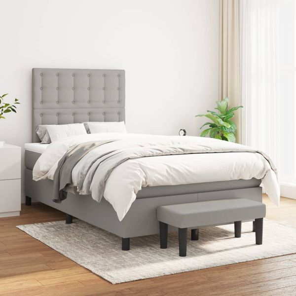 vidaXL Boxspring posteľ s matracom bledosivá 120x200 cm látka