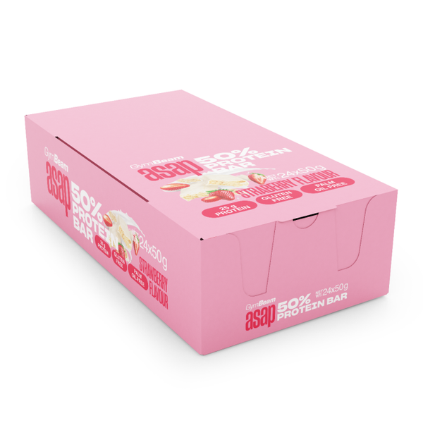 ASAP 50% Protein Bar – GymBeam, jahoda, 24 x 50 g