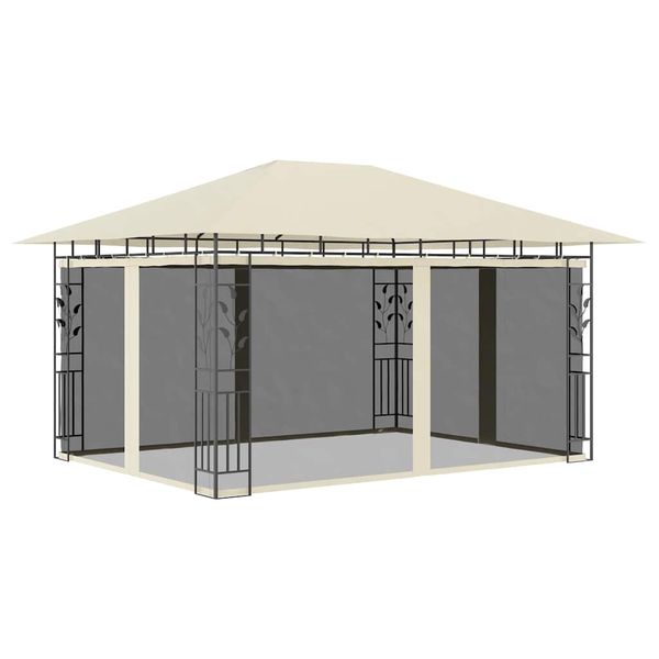 vidaXL Altánok so sieťou proti komárom krémový 4x3x2,73 m 180 g/㎡