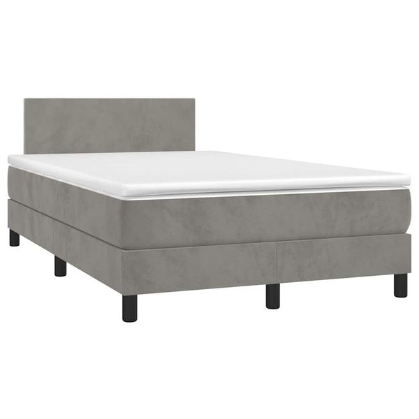 vidaXL Boxspring posteľ s matracom a LED, svetlosivá 120x190 cm, látka