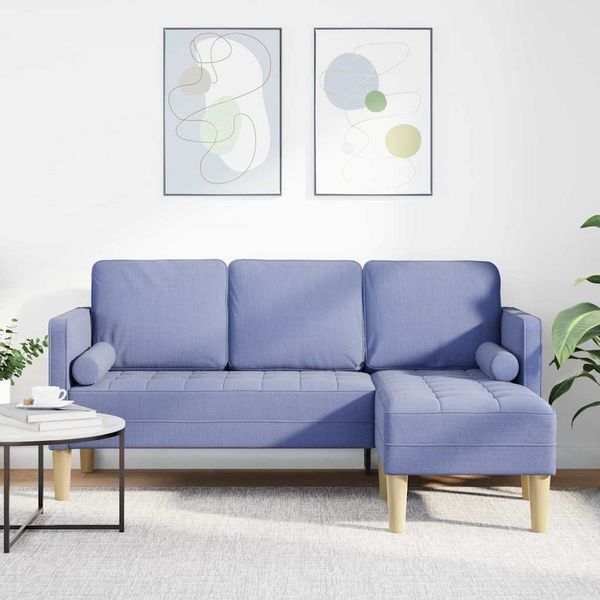 vidaXL Sada pohoviek s vankúšom Modrá džínovina Polyester