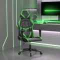 vidaXL Masážna herná stolička čierna a zelená umelá koža