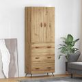 vidaXL Highboard Remeselný dub 69,5 x 34 x 180 cm Kompozitné drevo