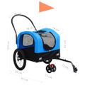 vidaXL Vozík pre domáce zvieratá na bicykel/beh 2-v-1, modro čierny