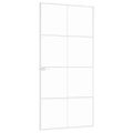 vidaXL Vnútorné dvere biele 93x201,5 cm tvrdené sklo a hliník úzke