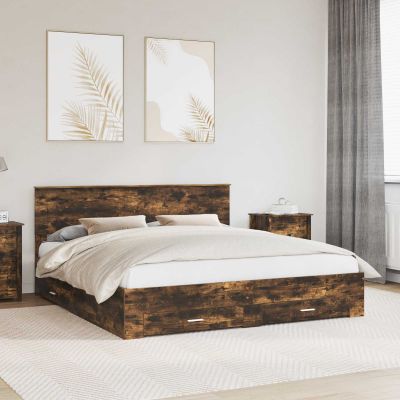 vidaXL Rám postele Dymová dub 200 x 200 cm Kompozitné drevo