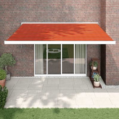 VidaXL Zaťahovacia markíza oranžová a hnedá 4,5x3 m látka a hliník
