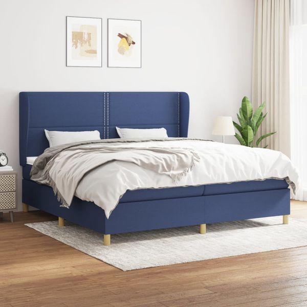 vidaXL Boxspring posteľ s matracom modrá 200x200 cm látka