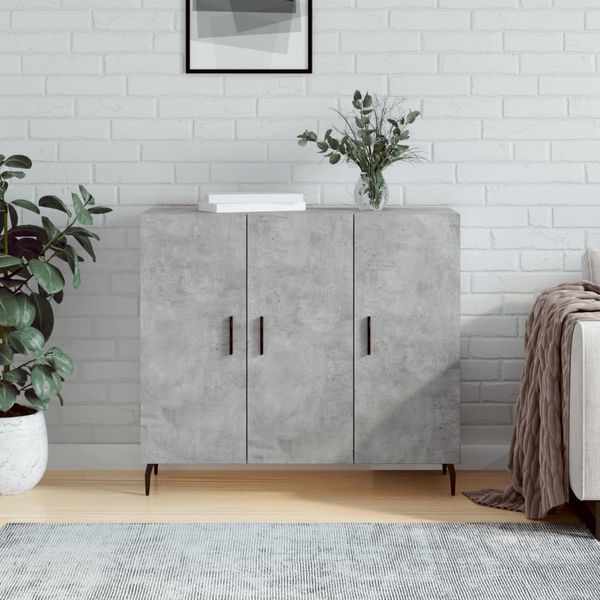 vidaXL Komoda betónová sivá 90x34x80 cm kompozitné drevo
