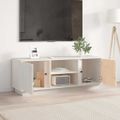 vidaXL TV skrinka biela 110x35x40,5 cm masívna borovica