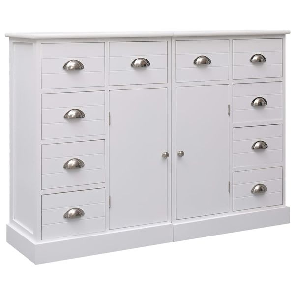vidaXL Komoda s 10 zásuvkami biela 113x30x79 cm drevená